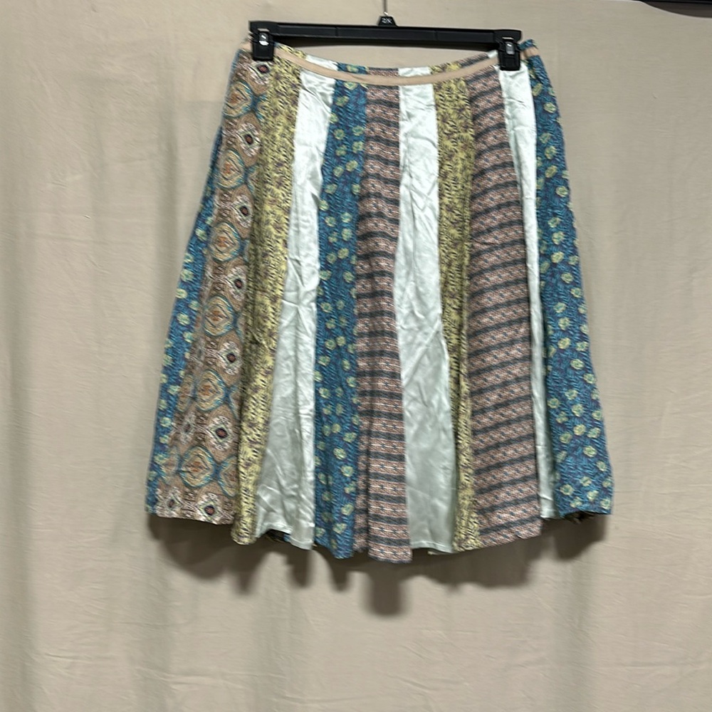 J. Jill 100% Silk Multicolor Boho Lined‎ Swing Skirt Sz 10 / Box 8-23